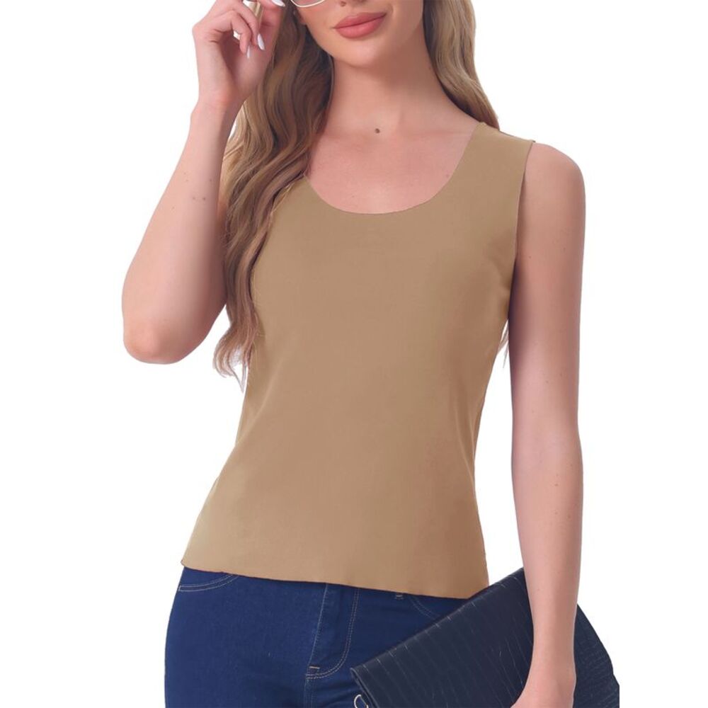 Plush Sleeveless Warm Thick Layer Camisole Fall Winter Tank Top Khaki